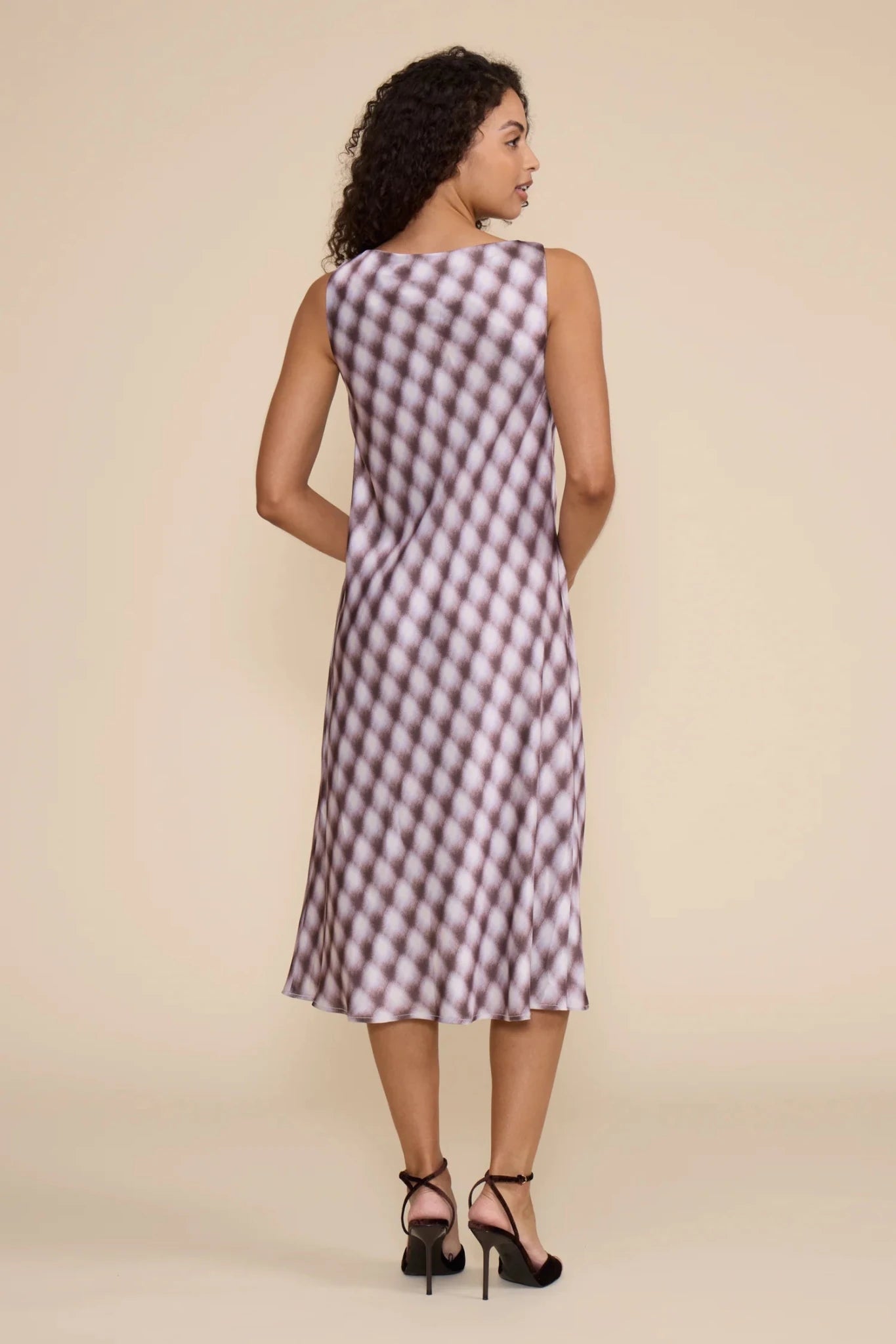 Meilene Lavender Check Midi Dress - Elle Maxine