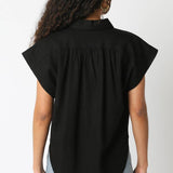 Melissa Button Down Blouse - Black - Elle Maxine