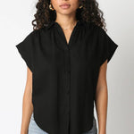 Melissa Button Down Blouse - Black - Elle Maxine