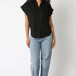 Melissa Button Down Blouse - Black - Elle Maxine