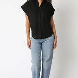Melissa Button Down Blouse - Black - Elle Maxine
