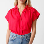 Melissa Button Down Blouse - Red - Elle Maxine