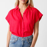 Melissa Button Down Blouse - Red - Elle Maxine