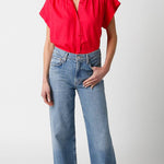 Melissa Button Down Blouse - Red - Elle Maxine