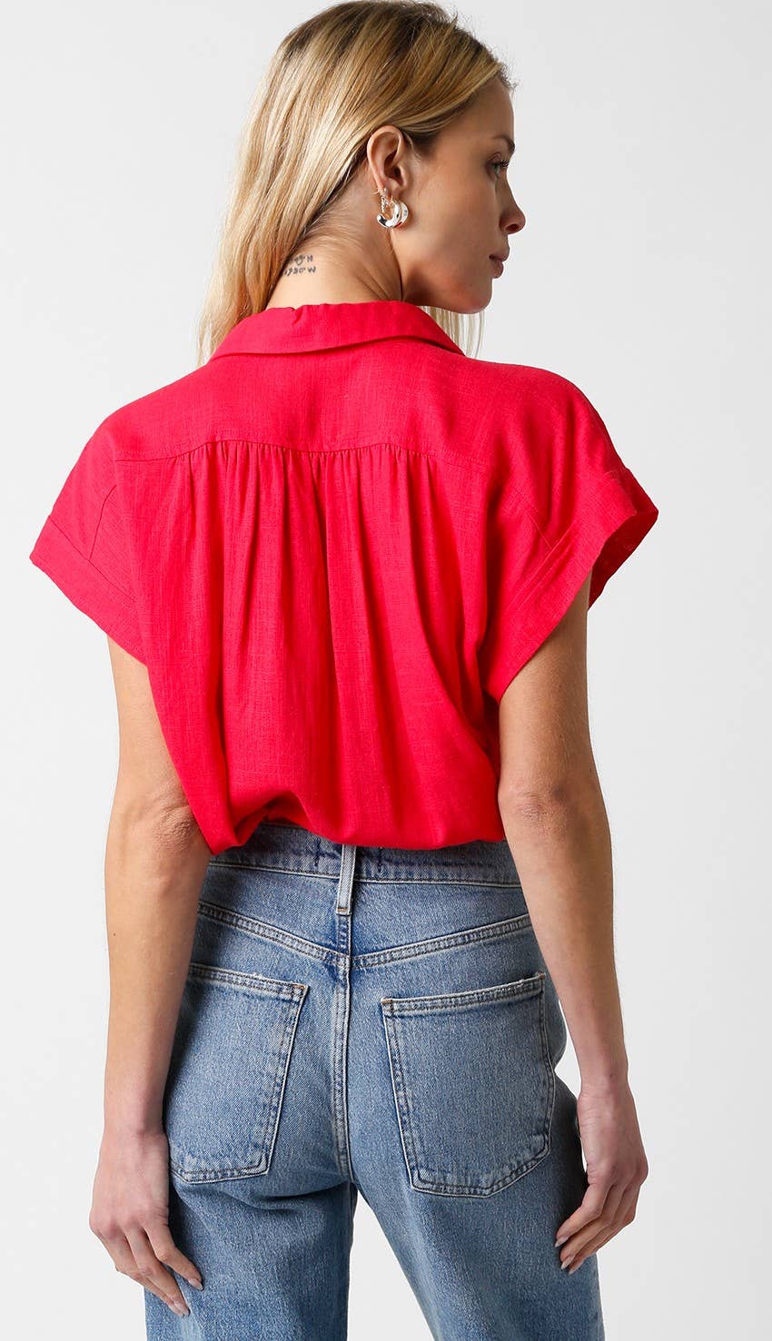Melissa Button Down Blouse - Red - Elle Maxine