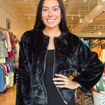 Mica Faux Fur Jacket - Black - Elle Maxine