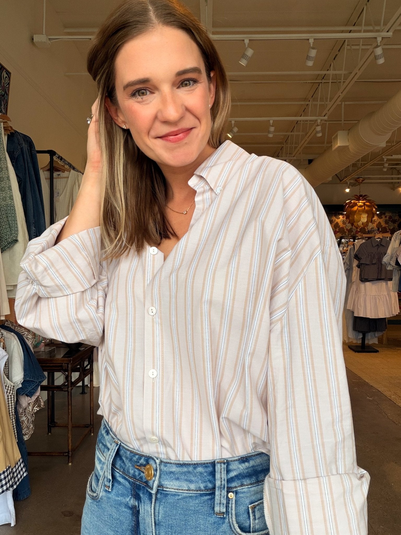 Micah Striped Button Down Top - Elle Maxine