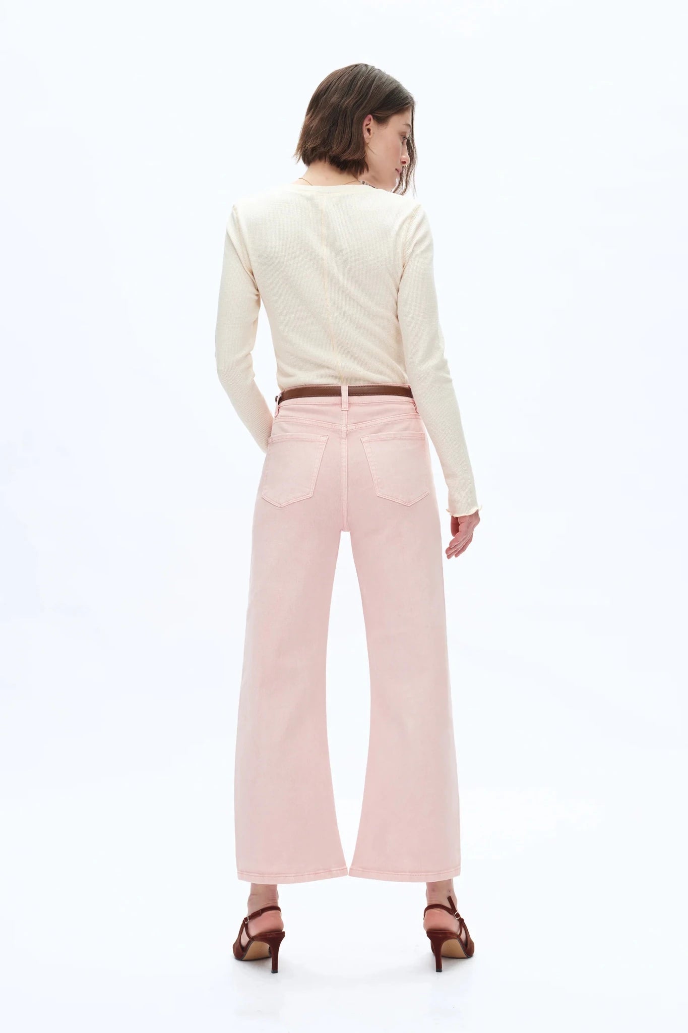 Mid Rise Barrel Leg - Pearl Pink - Elle Maxine