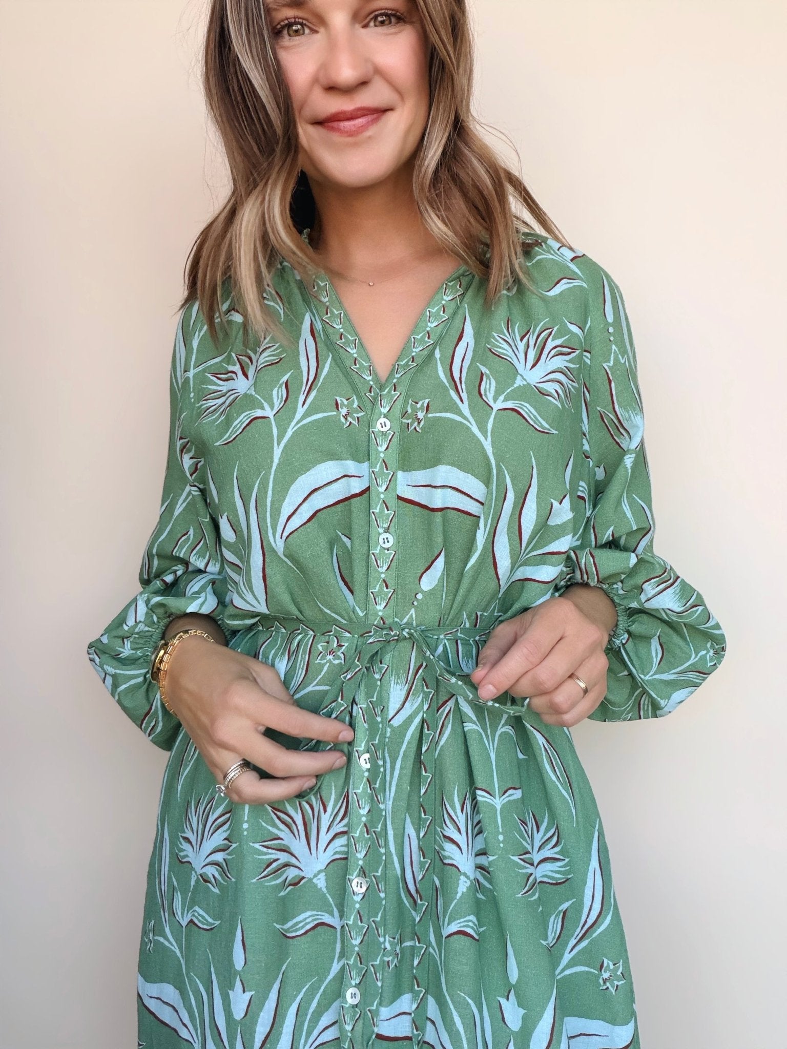 Mila Belted Midi Dress - Elle Maxine
