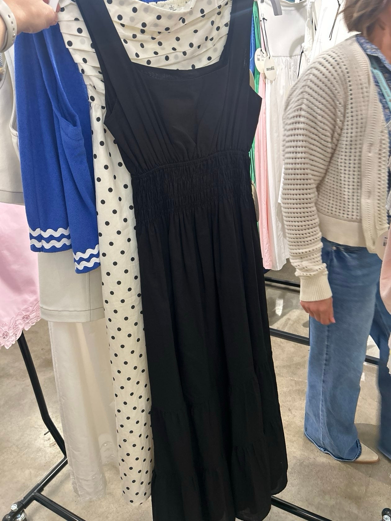 Mila Smocked Waist Maxi Dress - Black - Elle Maxine