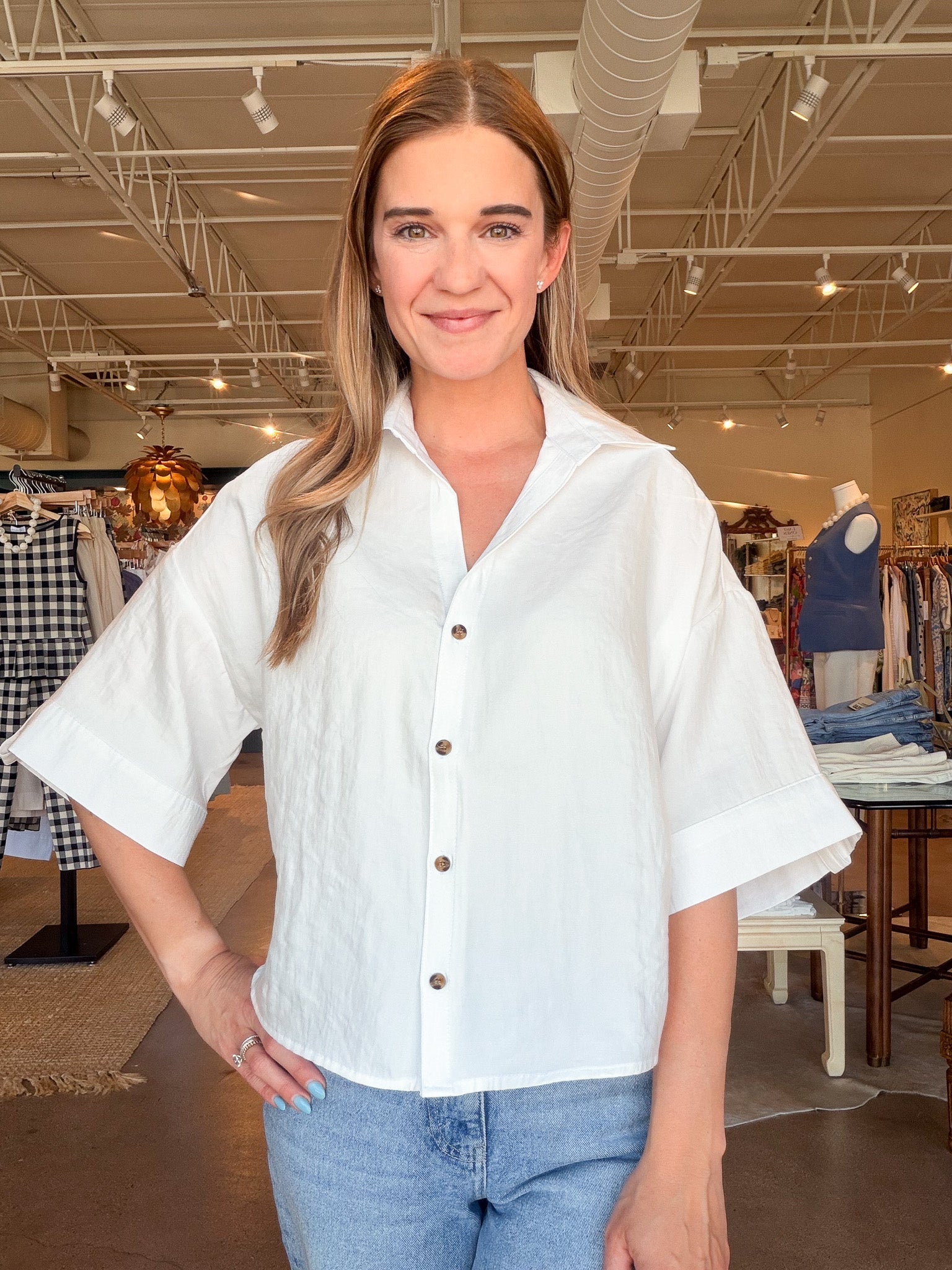 Minx Button Down Top - White - Elle Maxine