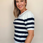 Monika Short Sleeve Striped Sweater - Elle Maxine