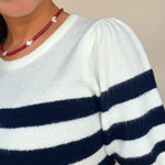 Monika Short Sleeve Striped Sweater - Elle Maxine