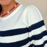 Monika Short Sleeve Striped Sweater - Elle Maxine