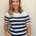 Monika Short Sleeve Striped Sweater - Elle Maxine