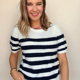 Monika Short Sleeve Striped Sweater - Elle Maxine