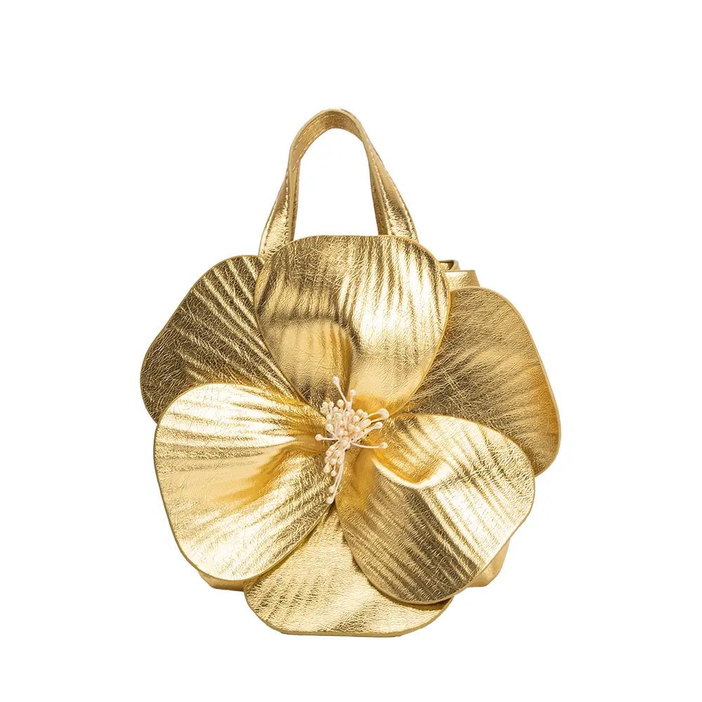Monroe Flower Top Handle Bag - Gold - Elle Maxine