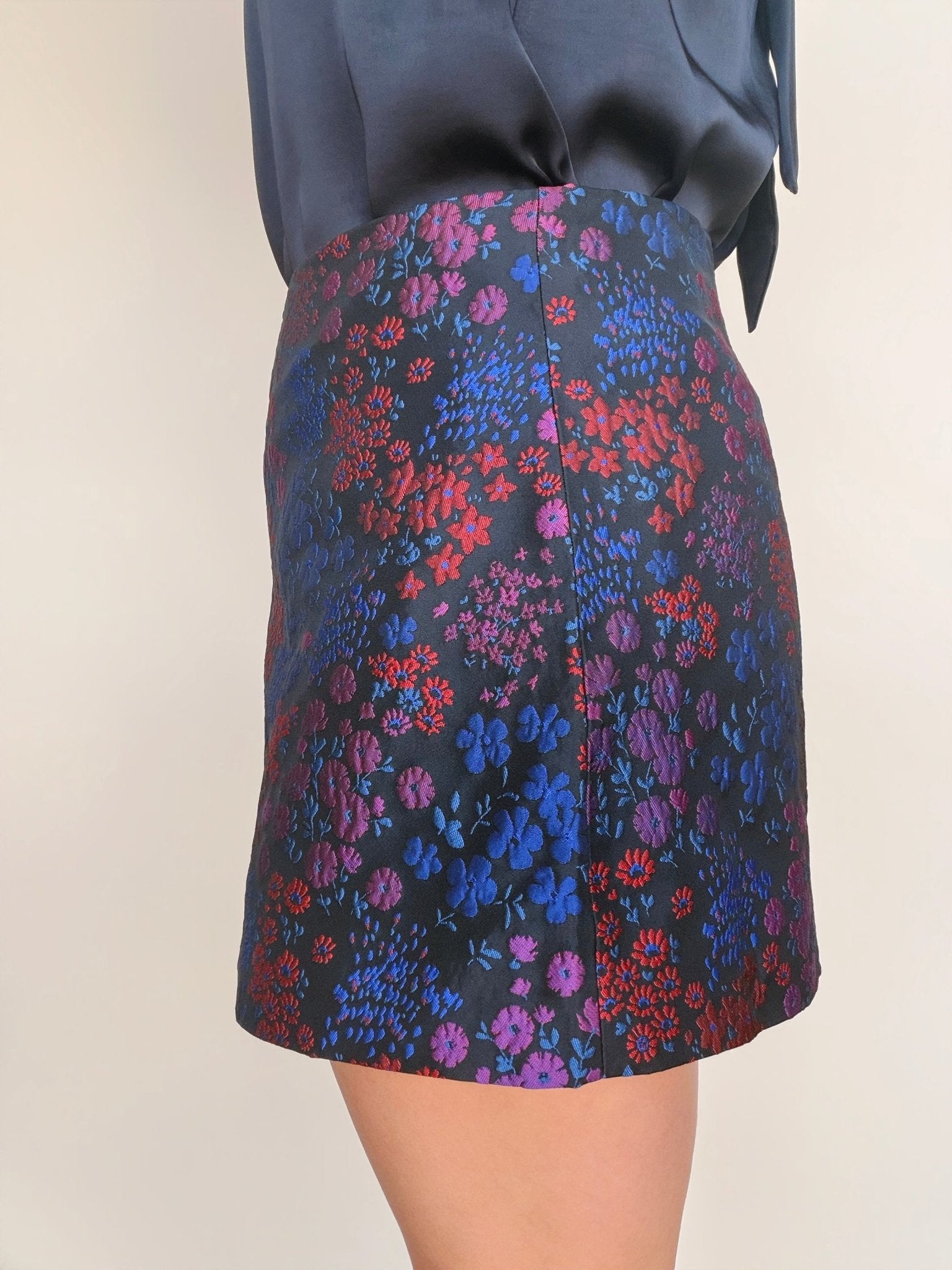 Morgan Floral Jacquard Skirt - Elle Maxine