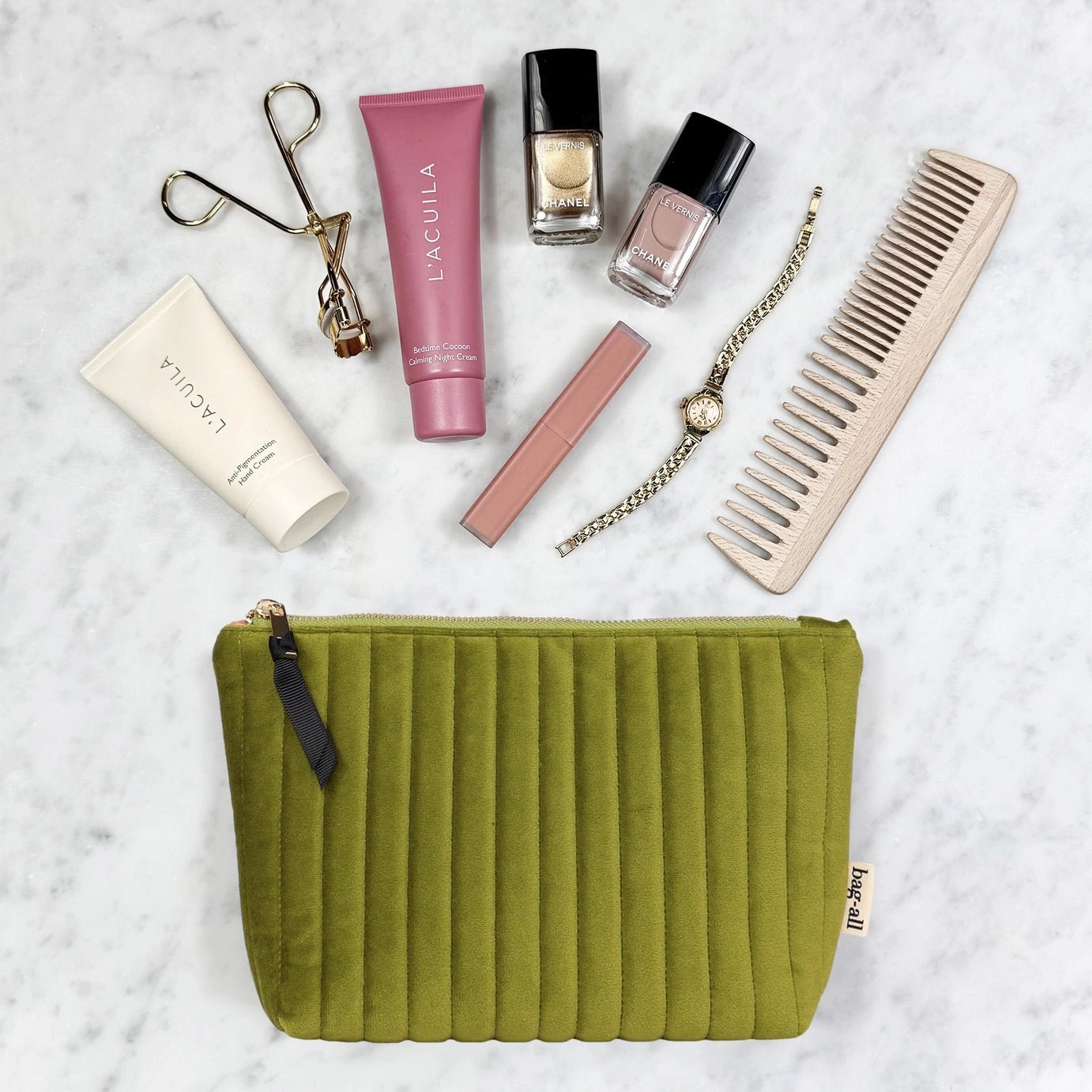 My Makeup Pouch - Green Velvet | Bag - All - Elle Maxine