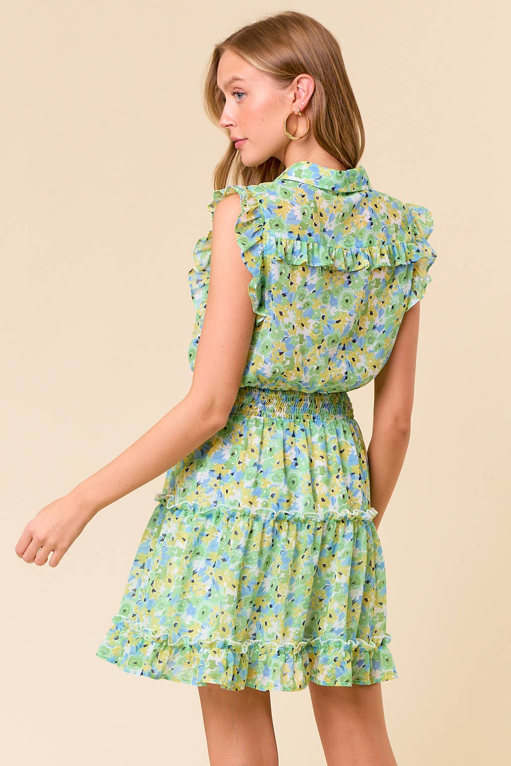 Nadia Floral Chiffon Button - Down Dress - Elle Maxine