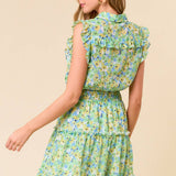 Nadia Floral Chiffon Button - Down Dress - Elle Maxine