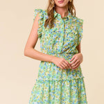 Nadia Floral Chiffon Button - Down Dress - Elle Maxine