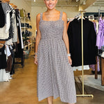 Nadia Gingham Maxi Dress - Brown - Elle Maxine