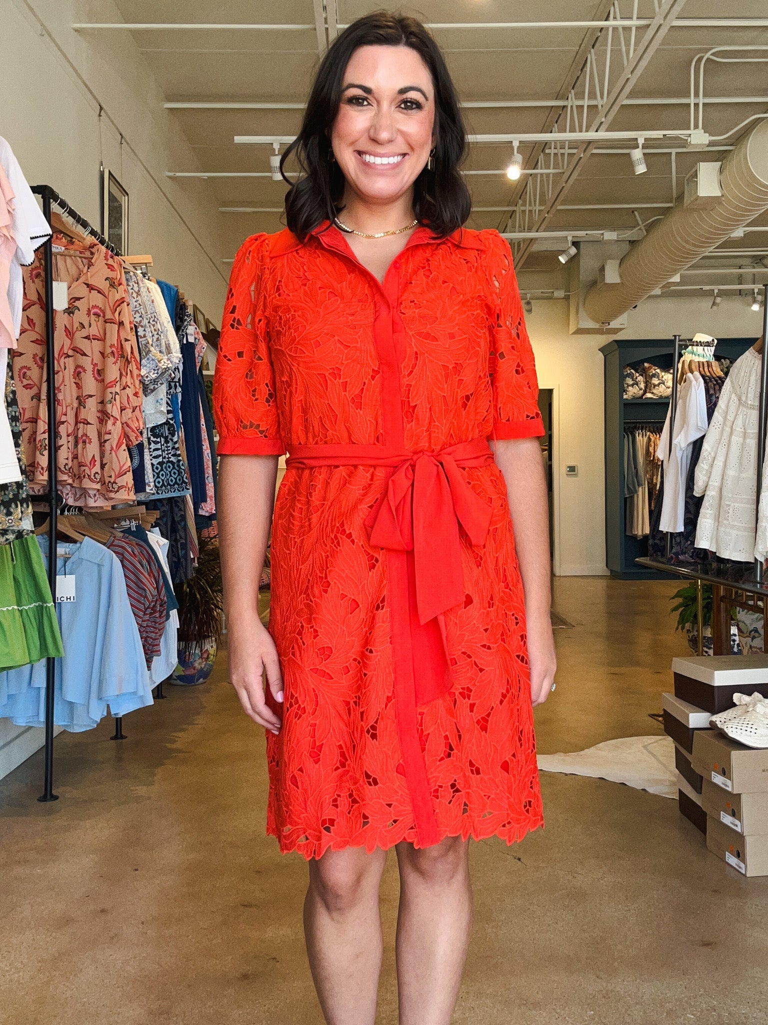 Nadia Lace Shirtdress - Elle Maxine