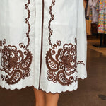Natalie Button Front Embroidered Midi Dress - Elle Maxine