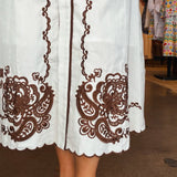 Natalie Button Front Embroidered Midi Dress - Elle Maxine