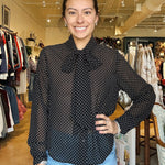Natasha Tie Neck Top - Polka Dot - Elle Maxine