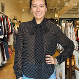 Natasha Tie Neck Top - Polka Dot - Elle Maxine