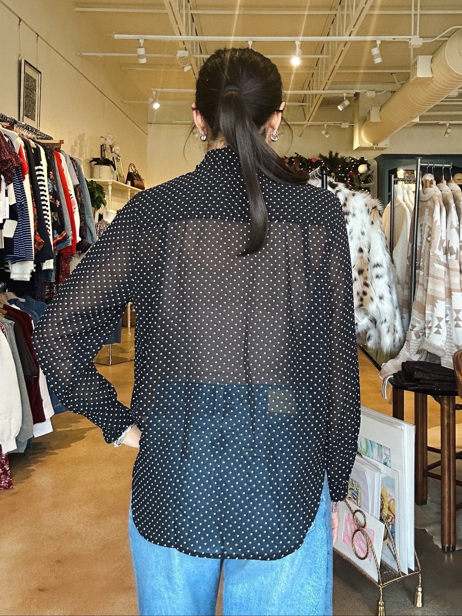 Natasha Tie Neck Top - Polka Dot - Elle Maxine