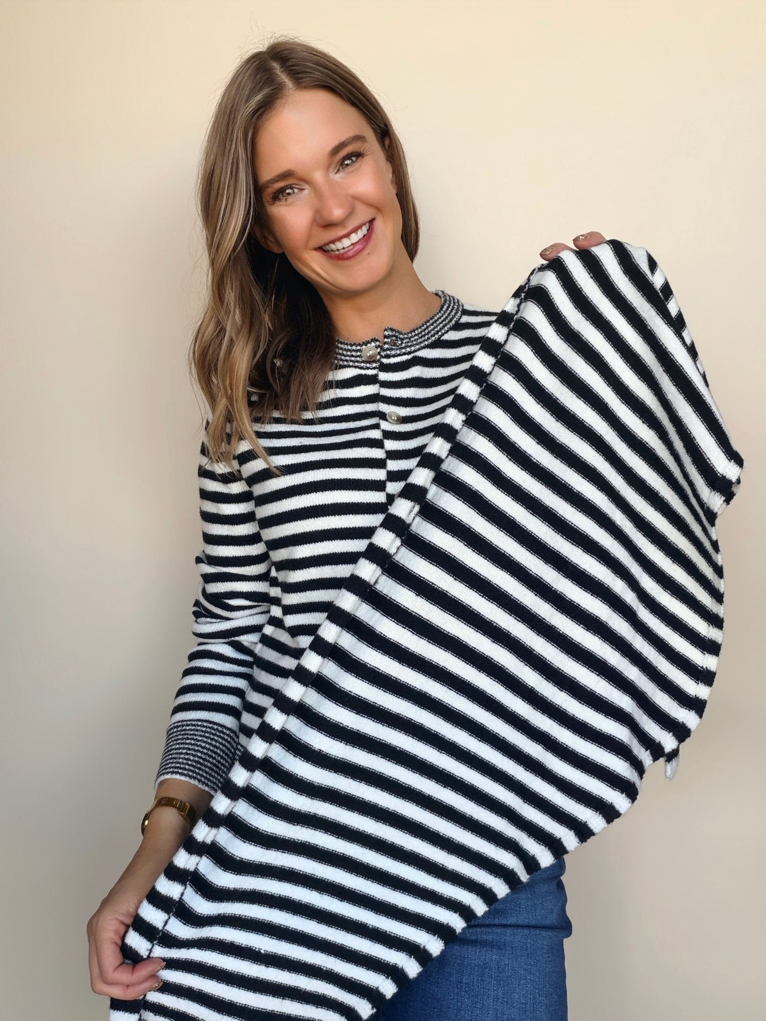 Neela Stripe Scarf Sweater - Elle Maxine
