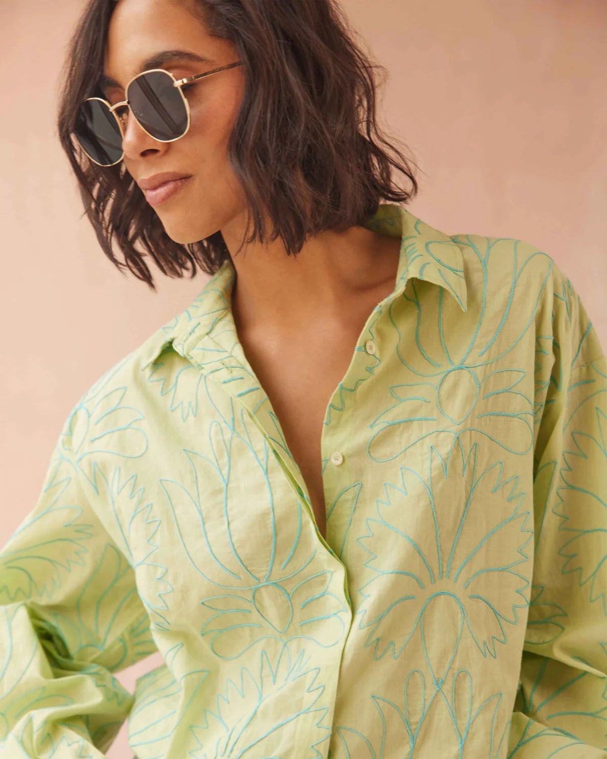 Nero Textured Blouse - Agave - Elle Maxine