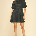 Nessa Balloon Sleeve Mini Dress - Black - Elle Maxine