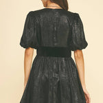 Nessa Balloon Sleeve Mini Dress - Black - Elle Maxine