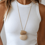 Nicola Abstract Stone Long Necklace - Elle Maxine