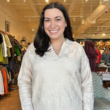 Nina Collared Sweater - Taupe - Elle Maxine