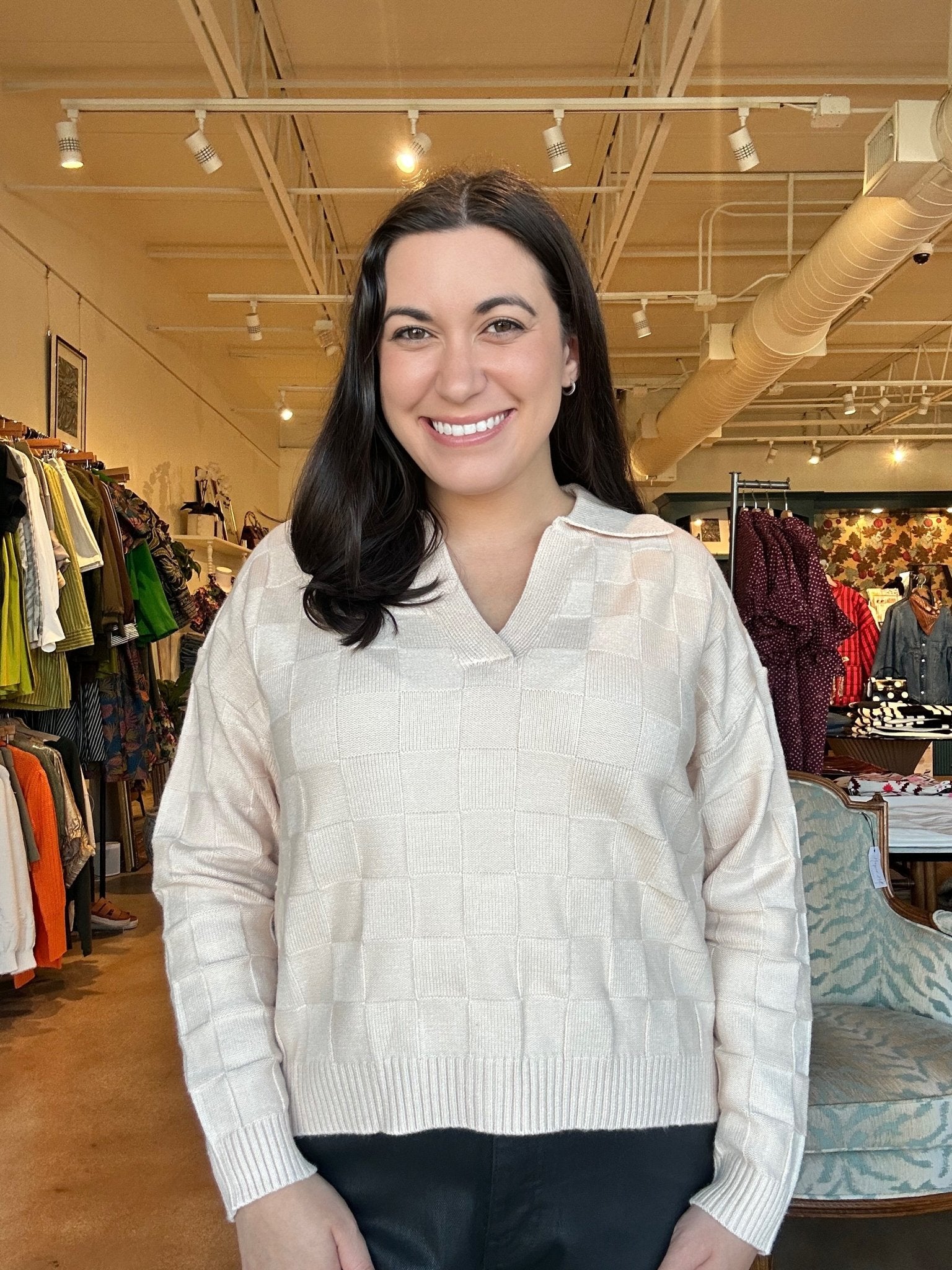 Nina Collared Sweater - Taupe - Elle Maxine