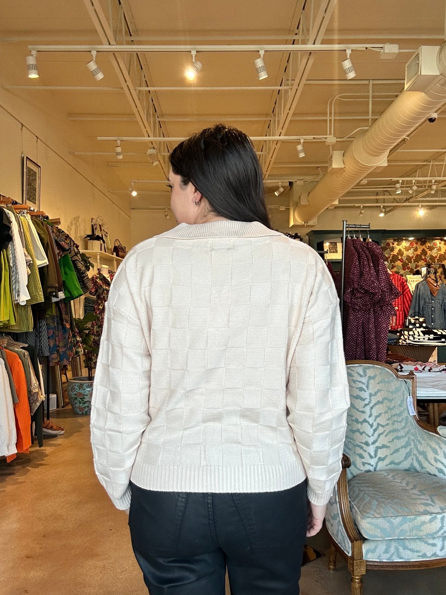 Nina Collared Sweater - Taupe - Elle Maxine