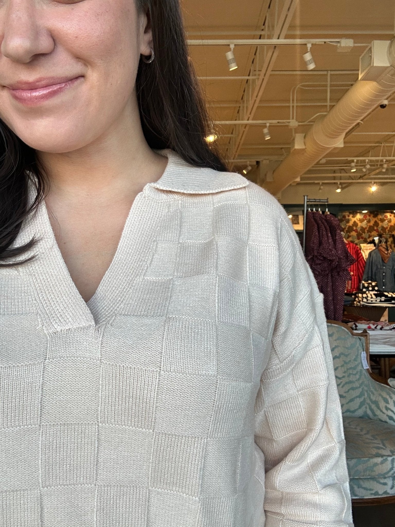 Nina Collared Sweater - Taupe - Elle Maxine