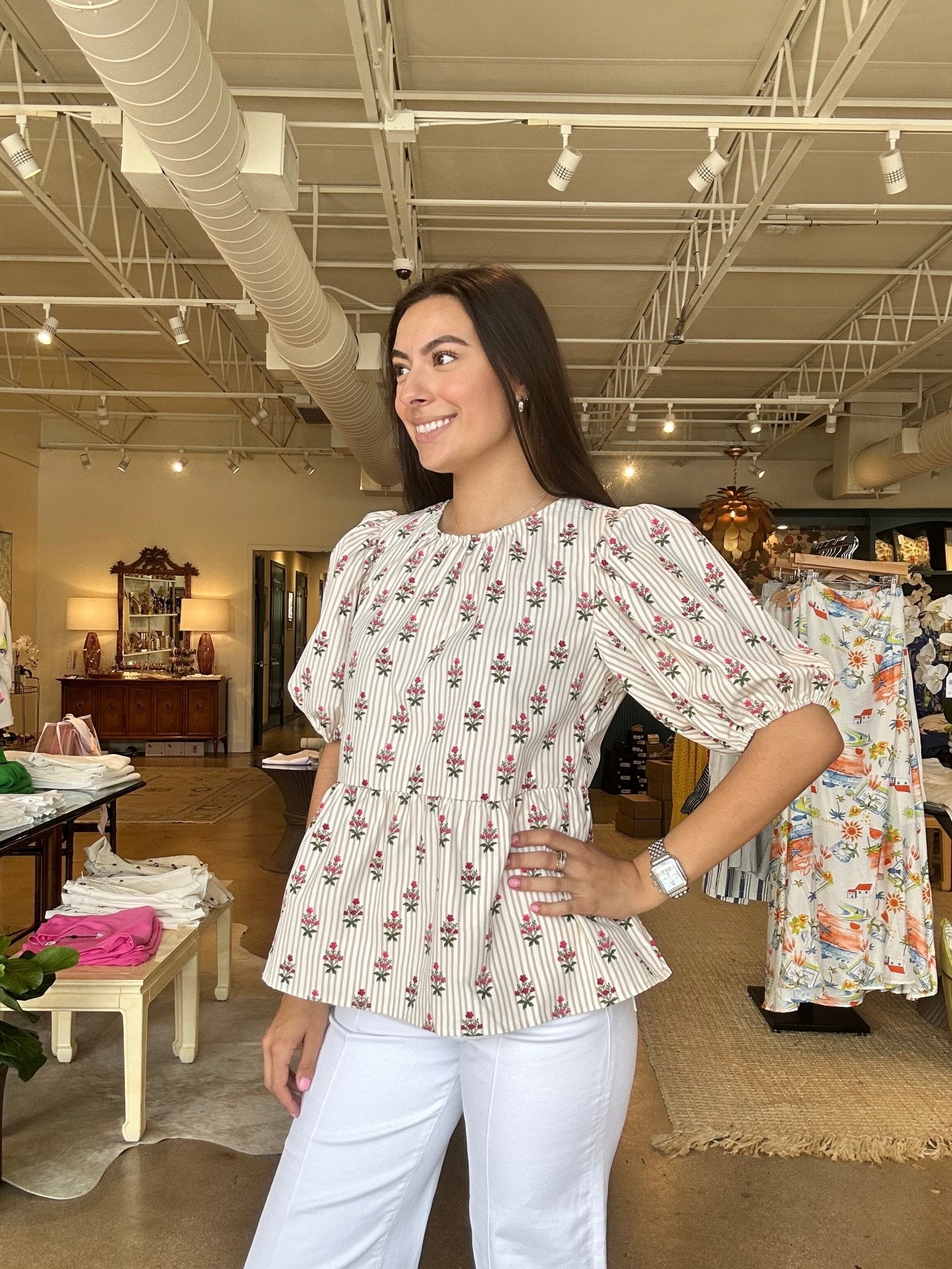 Nina Cottage Stripe Top - Elle Maxine