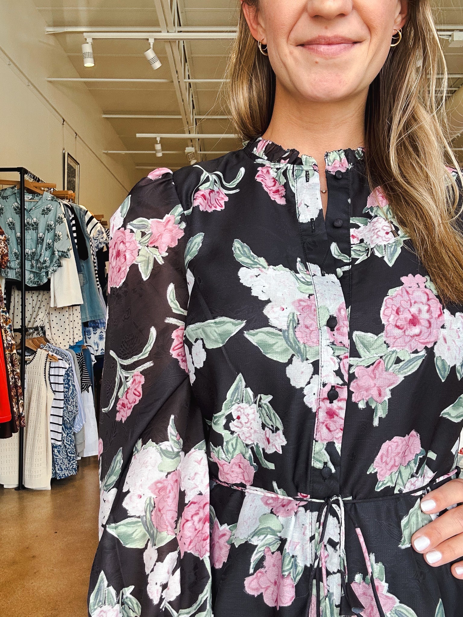 Nina Mini Dress - Black Floral - Elle Maxine