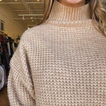 Nina Mock Neck Sweater - Beige - Elle Maxine