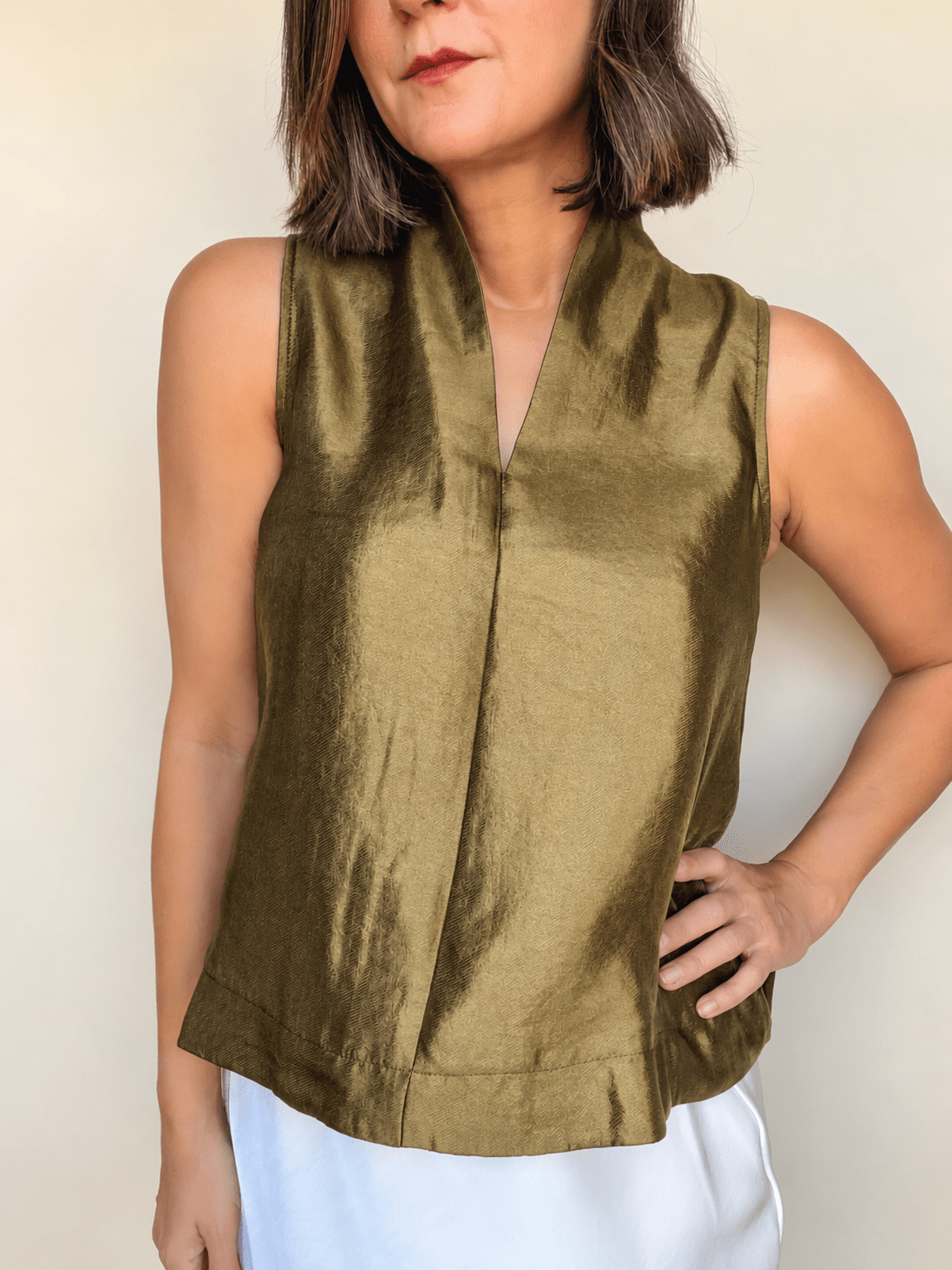 Nina Stand Collar Sleeveless Blouse - Elle Maxine