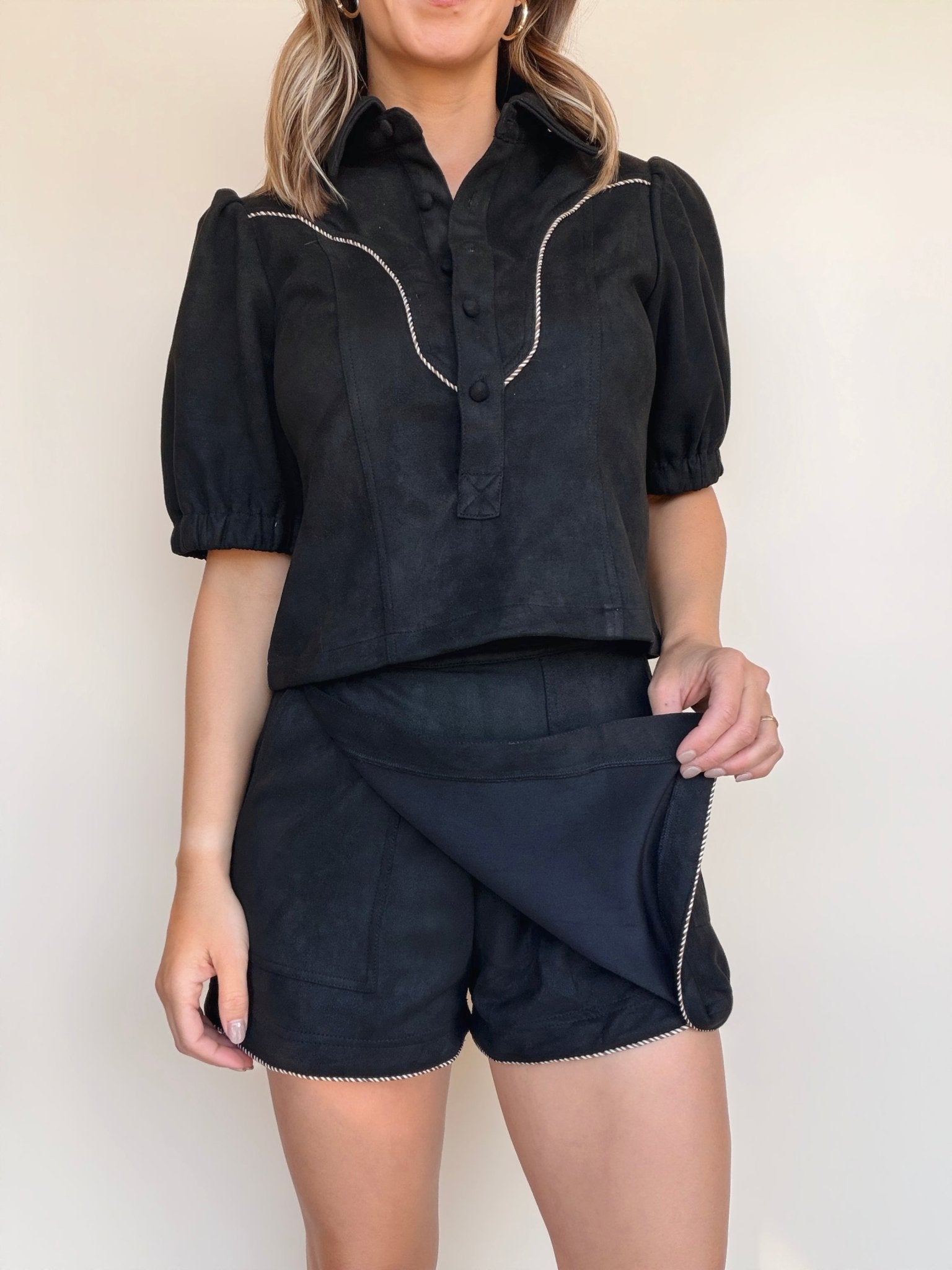 Noa Faux Suede Wrap Skort - Elle Maxine