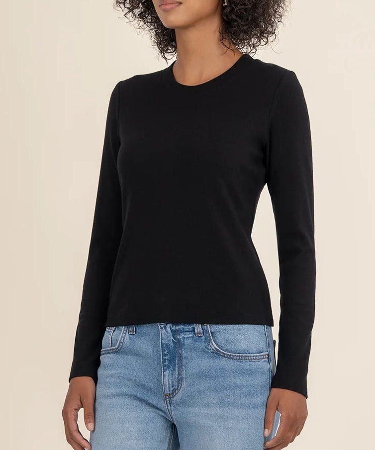 Noelie Scoop Neck Knit Top - Black - Elle Maxine