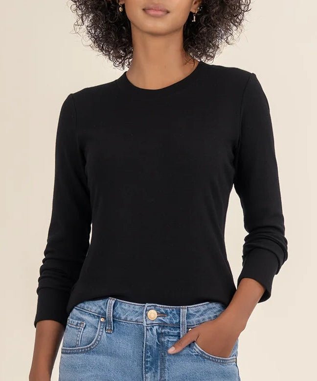 Noelie Scoop Neck Knit Top - Black - Elle Maxine