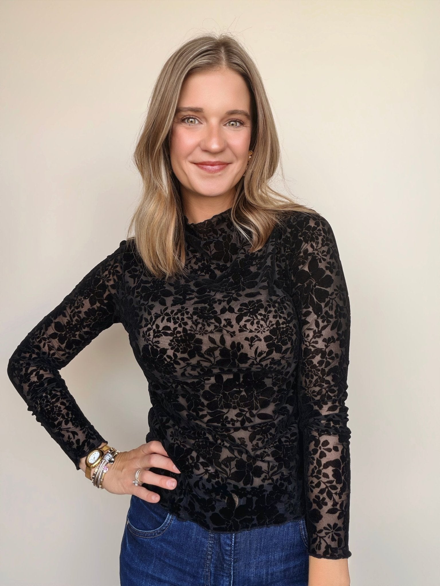 Nolan Burnout Long Sleeve Top - Elle Maxine